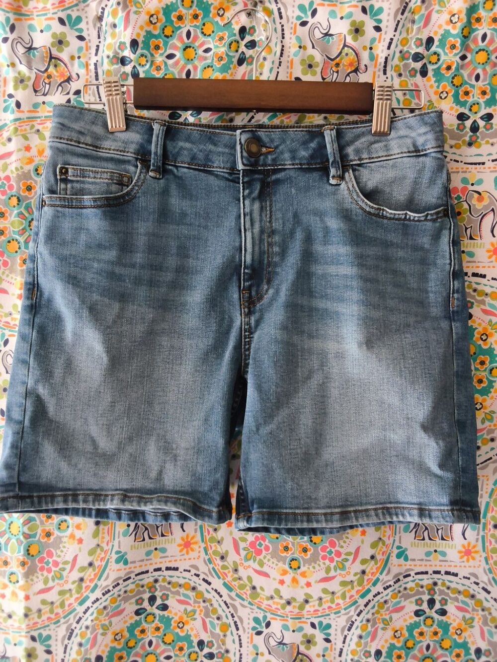 Marks & Spencer M&S Denim Shorts Women's Size 10 12 Cotton Spandex SEE LABEL